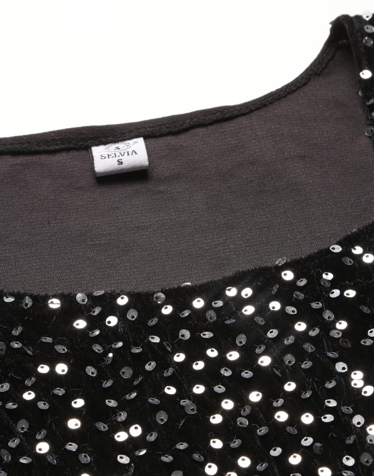 Black sequin Wrap Bodycon | Sudathi