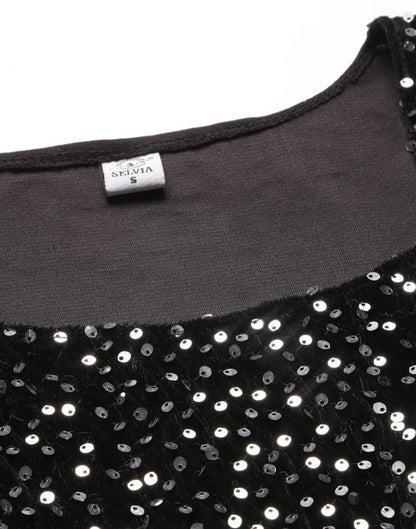 Black sequin Wrap Bodycon | Sudathi