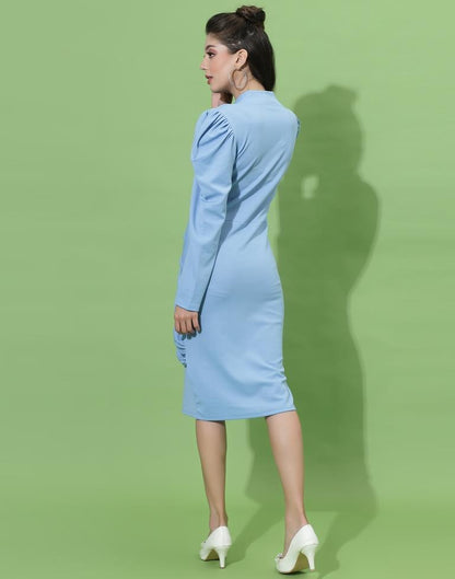 Blue Puff Sleeve Bodycon | Leemboodi