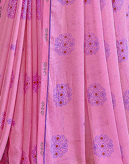 Pink Chiffon Printed Saree
