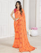 Orange Chiffon Printed Saree