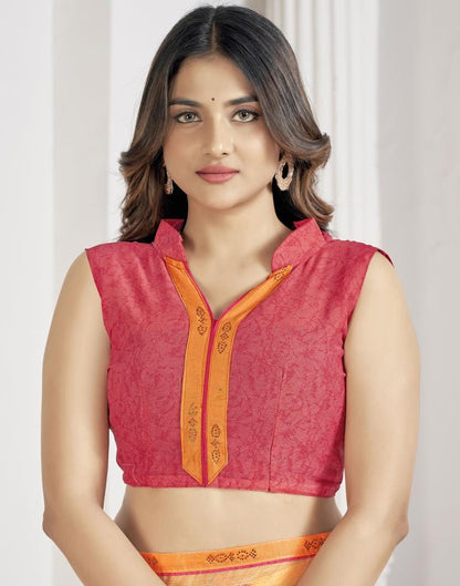 Orange Chiffon Printed Saree