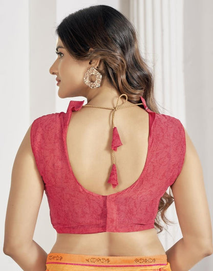 Orange Chiffon Printed Saree