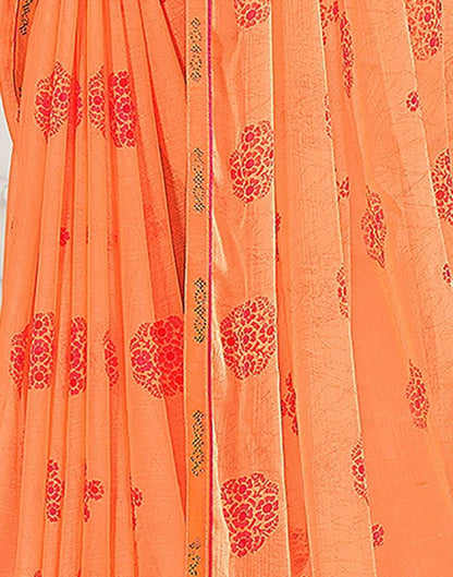 Orange Chiffon Printed Saree