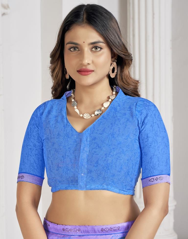 Lavender Chiffon Printed Saree