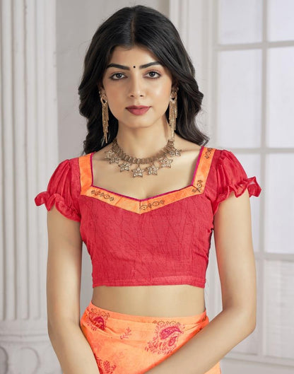 Light Orange Chiffon Printed Saree