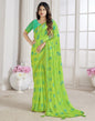 Lime Green Chiffon Printed Saree