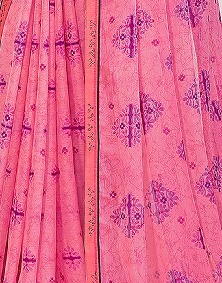 Rose Pink Chiffon Printed Saree