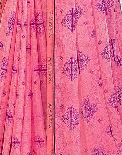 Rose Pink Chiffon Printed Saree