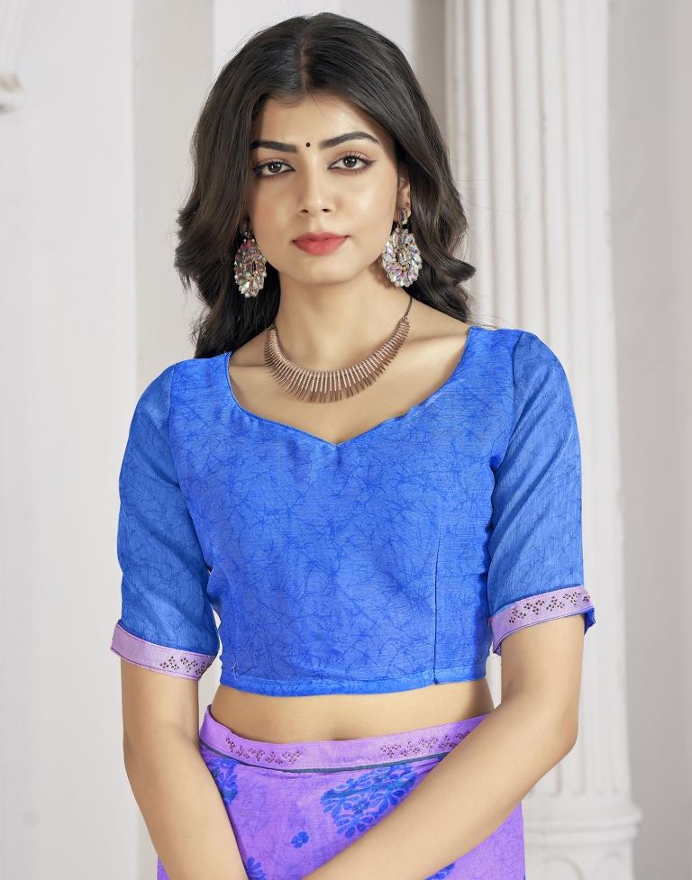 Lavender Chiffon Printed Saree