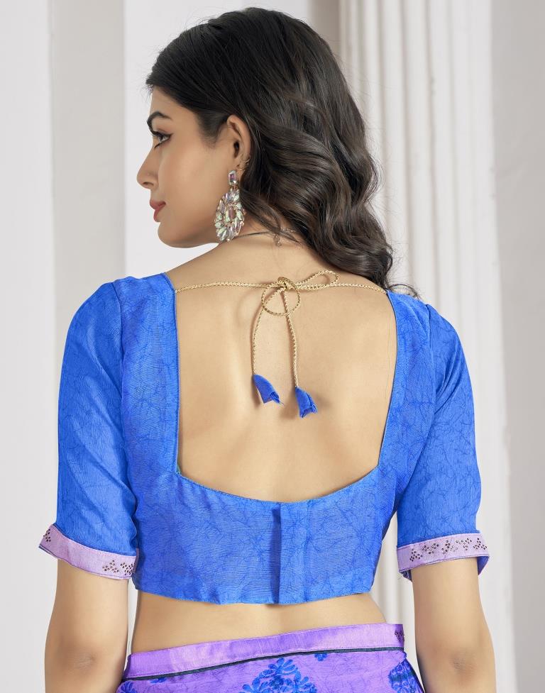 Lavender Chiffon Printed Saree