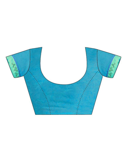 Turquoise Chiffon Printed Saree