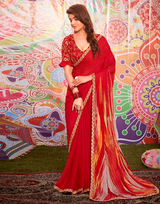 Multicolor Georgette Embroidery Saree