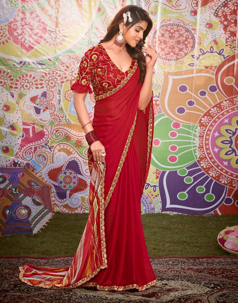 Multicolor Georgette Embroidery Saree