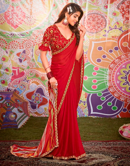 Multicolor Georgette Embroidery Saree