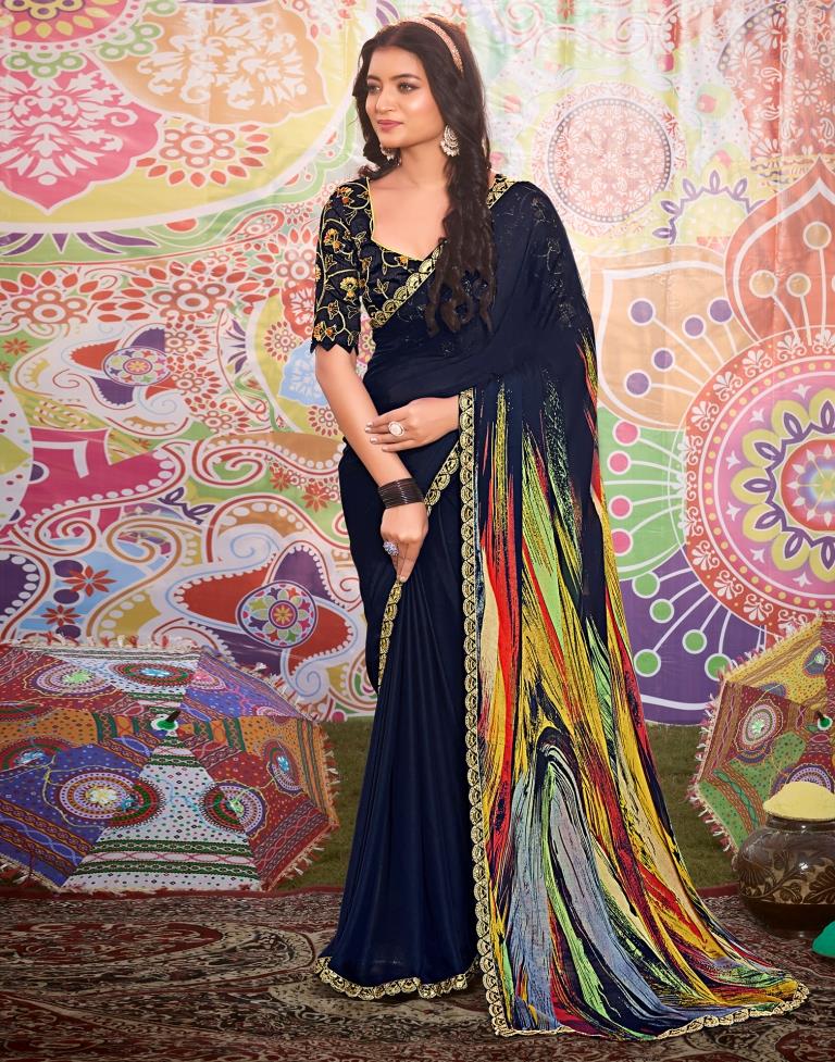 Multicolor Georgette Embroidery Saree