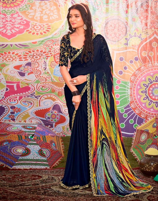 Multicolor Georgette Embroidery Saree
