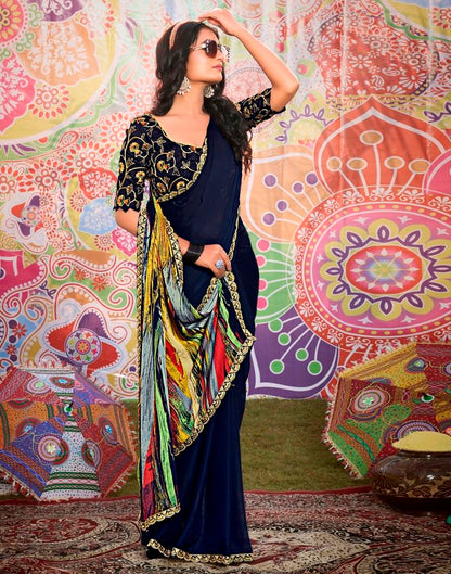 Multicolor Georgette Embroidery Saree