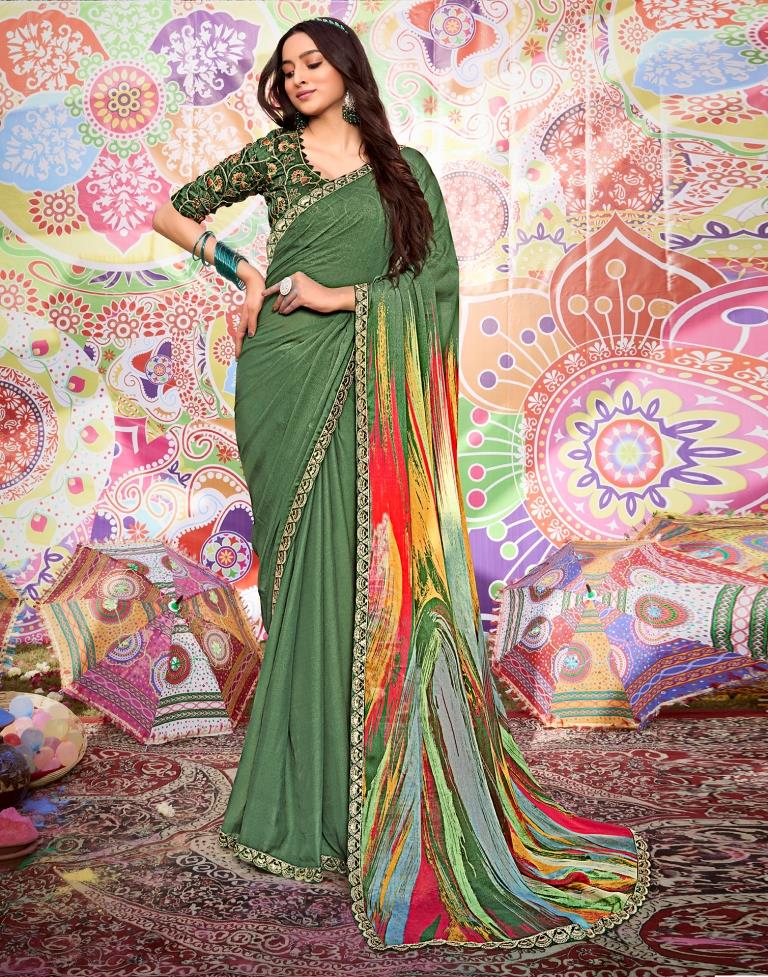 Multicolor Georgette Embroidery Saree