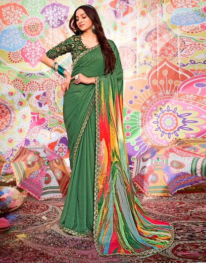 Multicolor Georgette Embroidery Saree