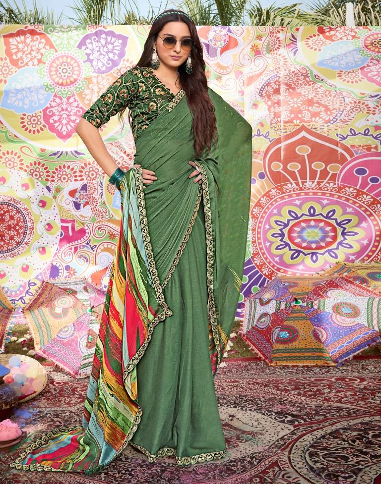 Multicolor Georgette Embroidery Saree