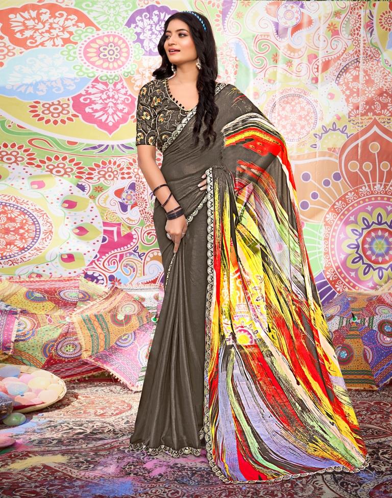 Multicolor Georgette Embroidery Saree