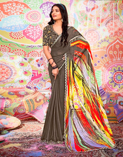 Multicolor Georgette Embroidery Saree