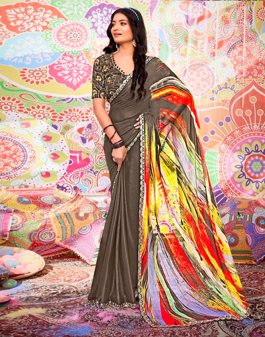 Multicolor Georgette Embroidery Saree