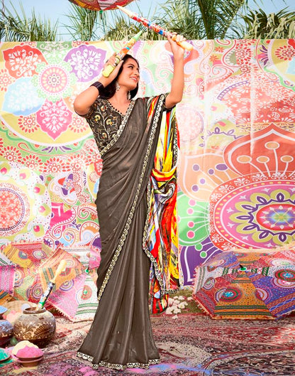 Multicolor Georgette Embroidery Saree