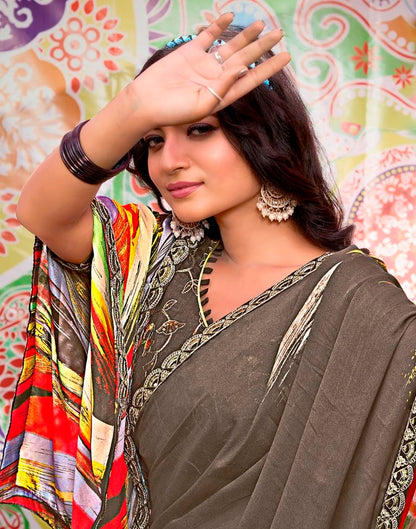 Multicolor Georgette Embroidery Saree