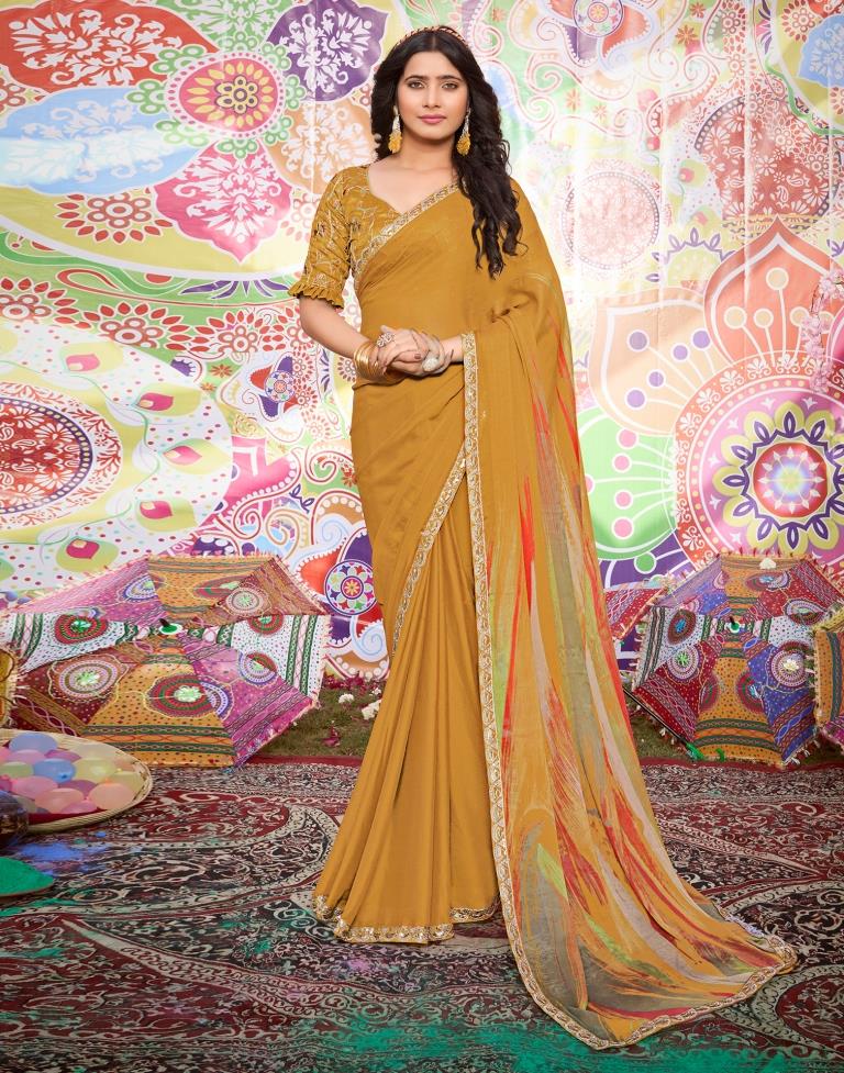 Multicolor Georgette Embroidery Saree