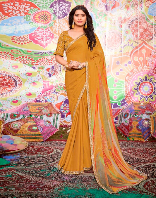 Multicolor Georgette Embroidery Saree