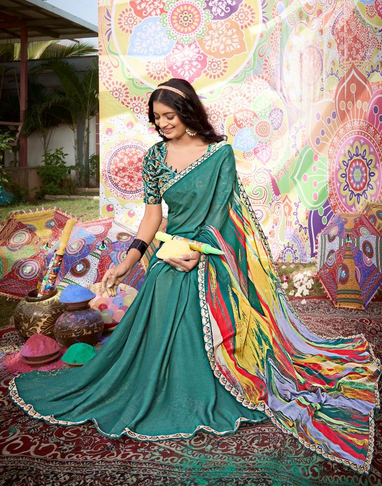 Multicolor Georgette Embroidery Saree
