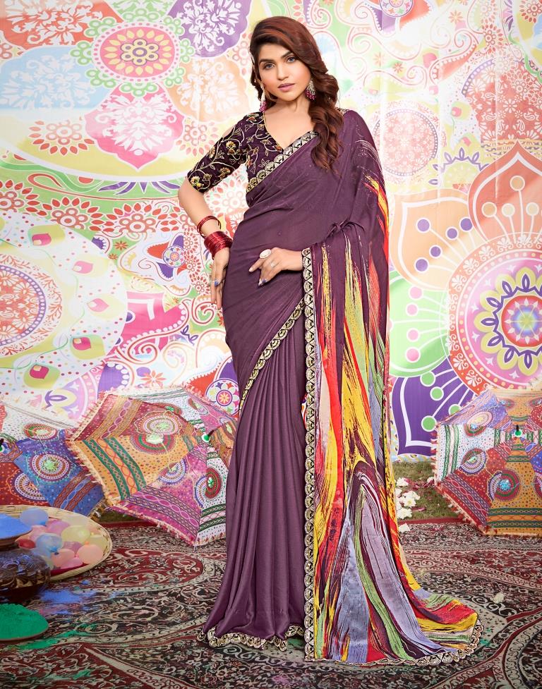 Multicolor Georgette Embroidery Saree