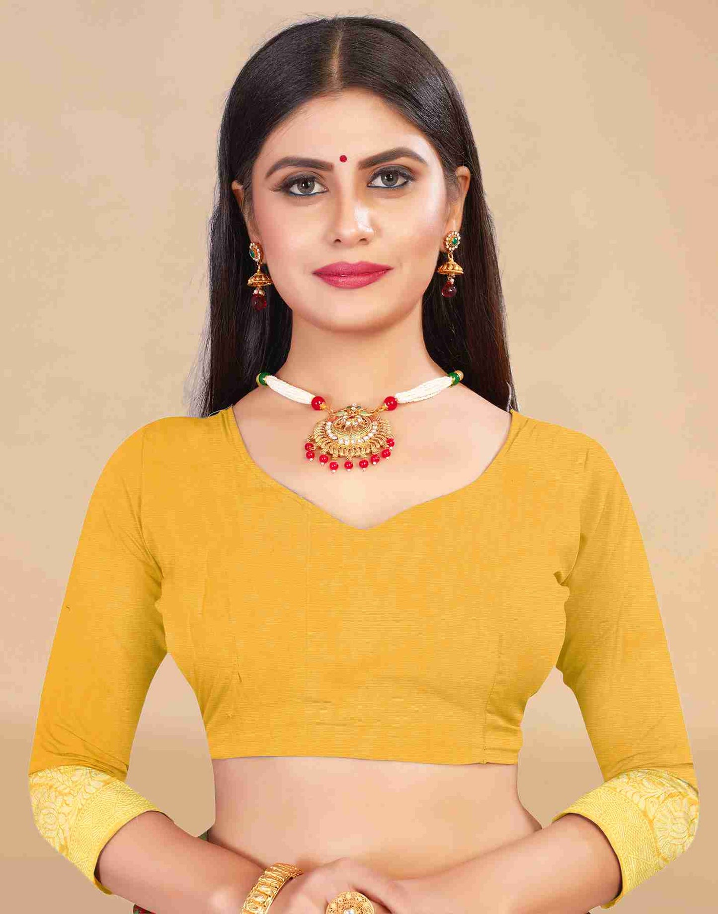 Yellow Cotton Plain Saree