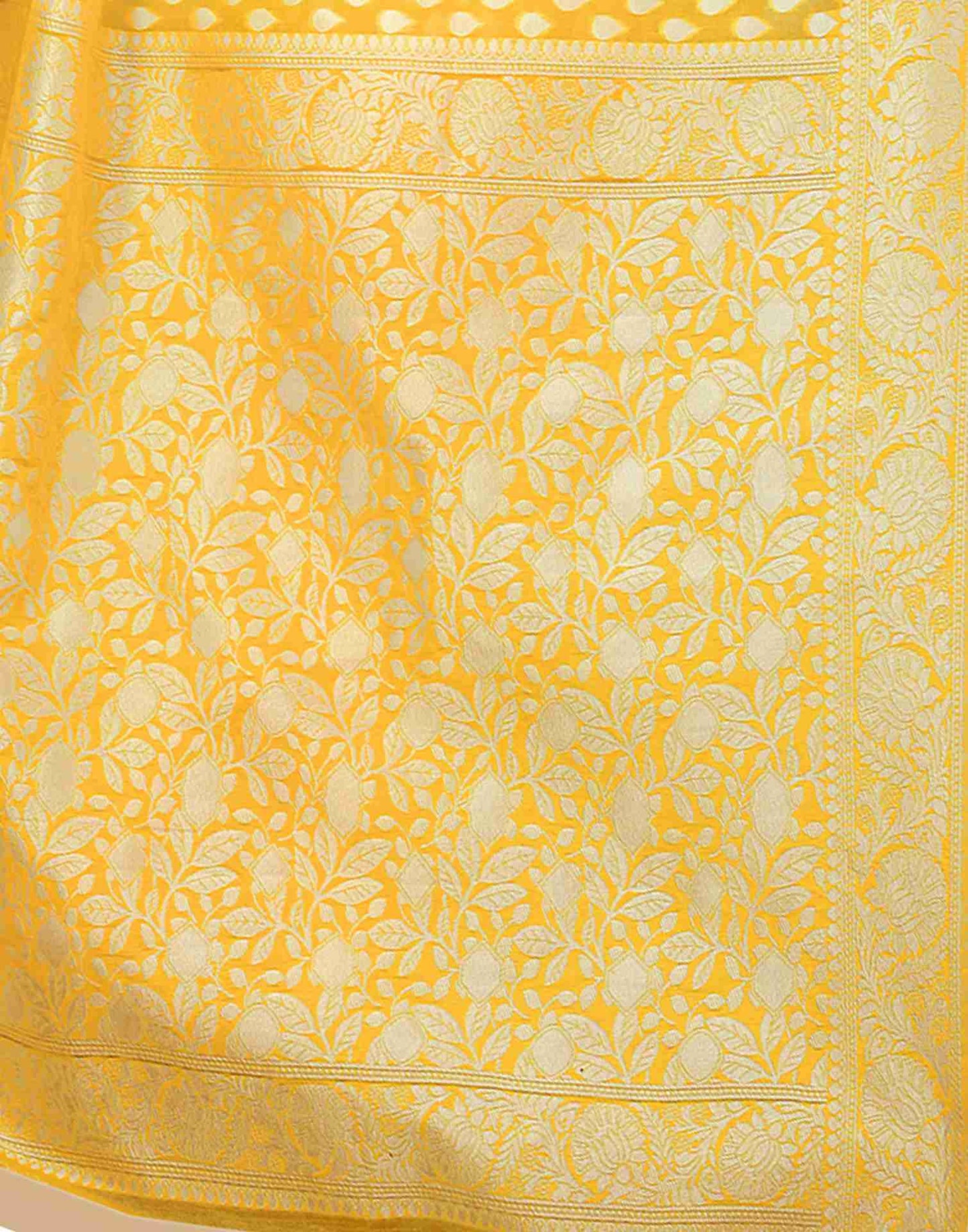 Yellow Cotton Plain Saree