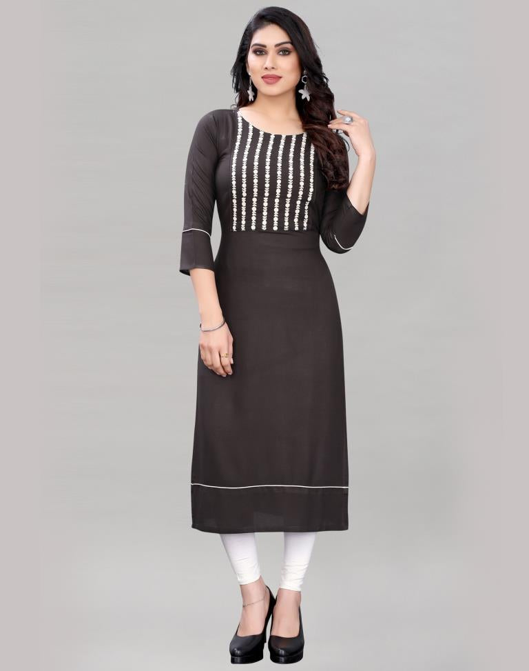 Grey Embroidered Kurti | Leemboodi