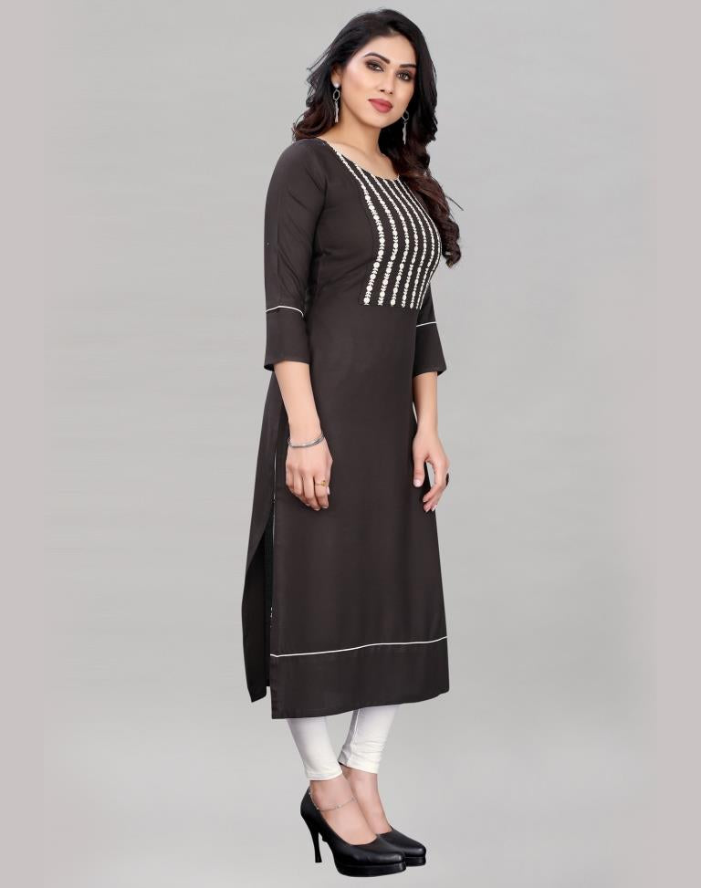 Grey Embroidered Kurti | Leemboodi