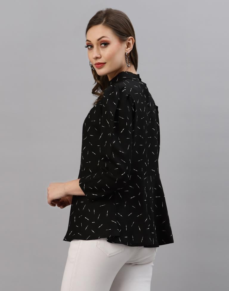 Black Mandarin Neck Top | Sudathi