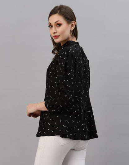 Black Mandarin Neck Top | Sudathi
