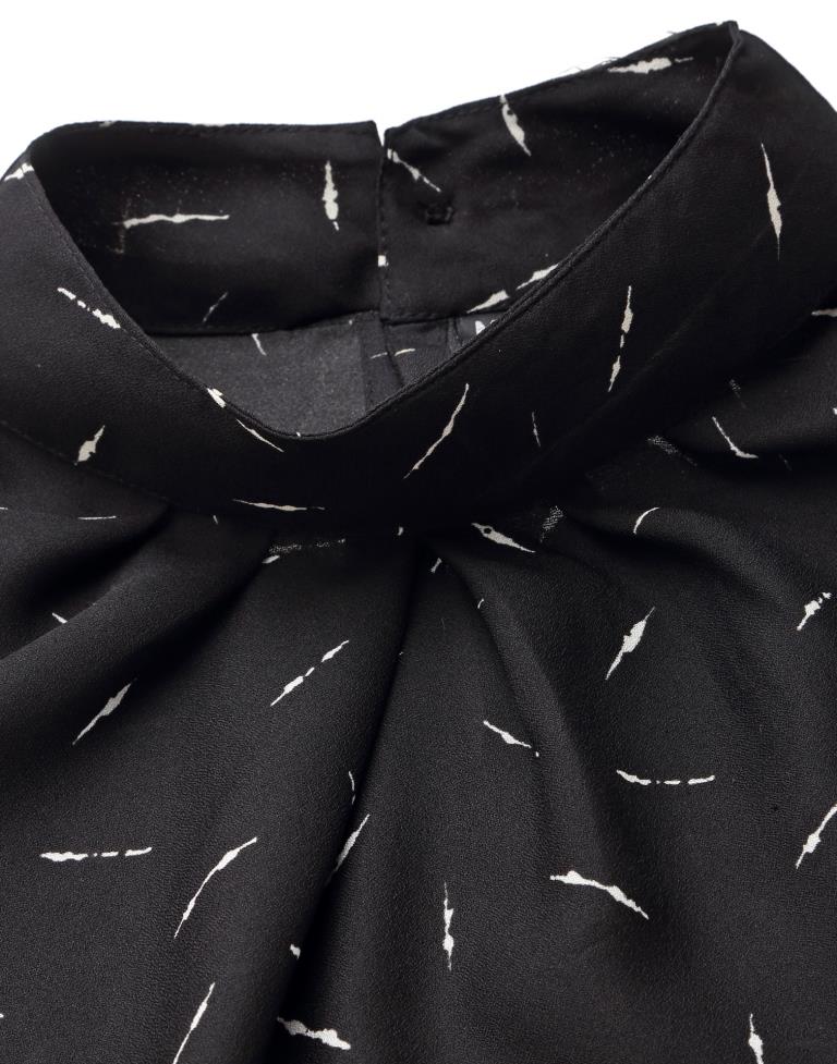Black Mandarin Neck Top | Sudathi