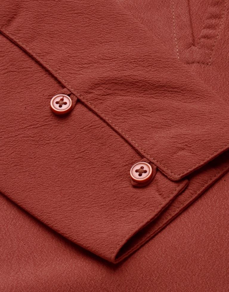 Rust Ruffled Collar Top | Sudathi