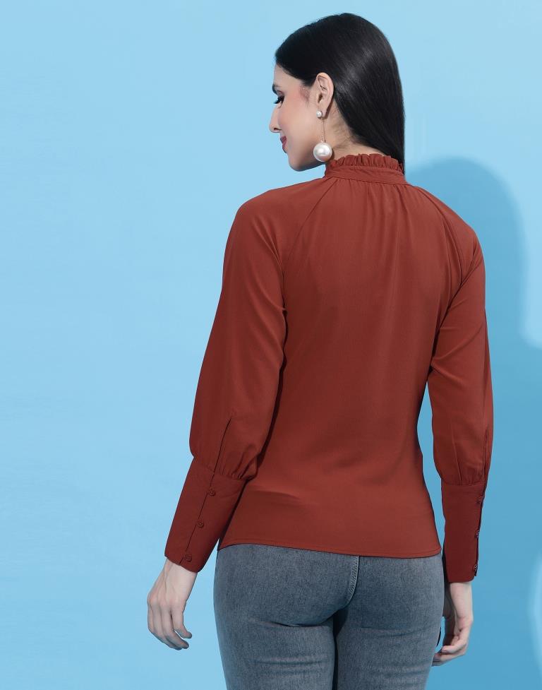 Rust Ruffled Collar Top | Sudathi