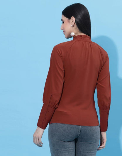 Rust Ruffled Collar Top | Sudathi