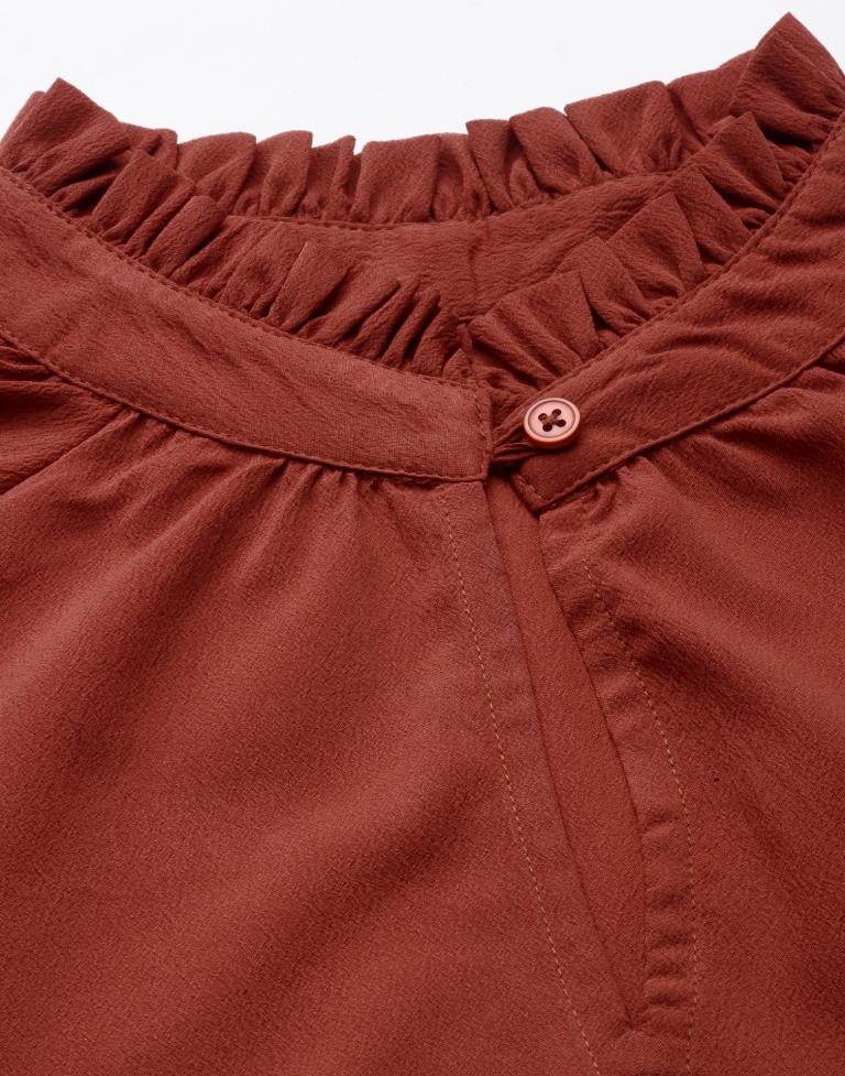 Rust Ruffled Collar Top | Sudathi