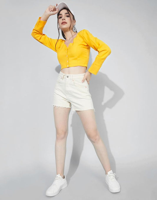 Yellow Cardigan Top | Leemboodi