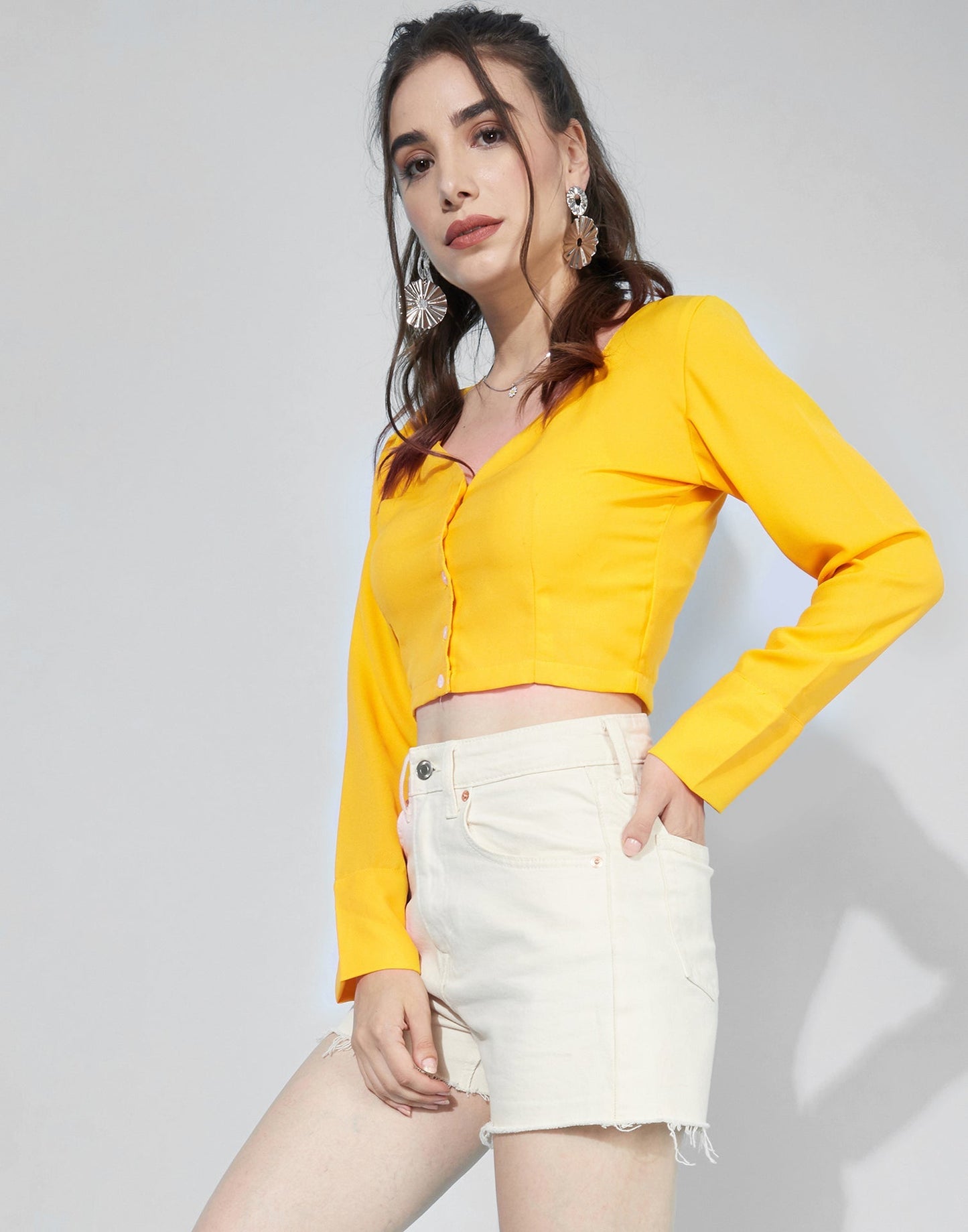 Yellow Cardigan Top | Leemboodi