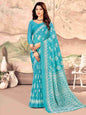 Blue Chiffon Printed Saree