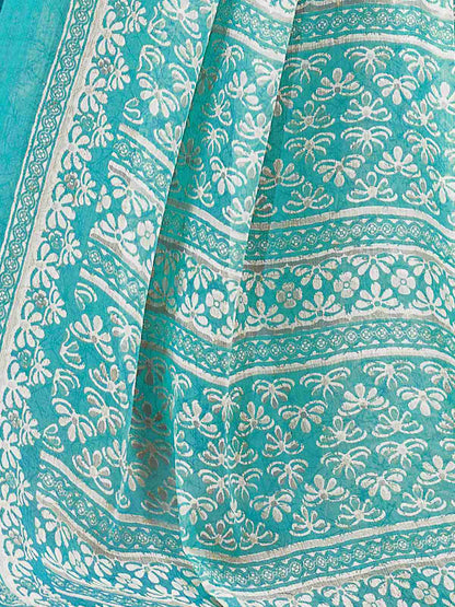 Blue Chiffon Printed Saree