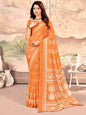 Orange Chiffon Printed Saree
